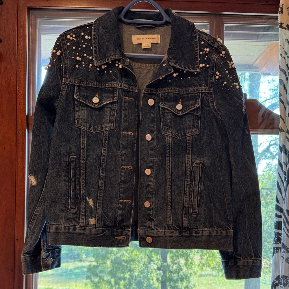 Pilcro and the Letterpress Embellished Jean Jacket, M